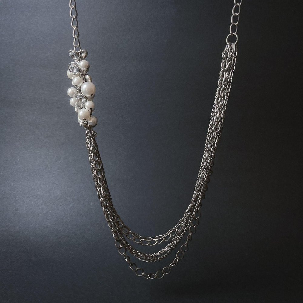 Premier Designs Asymmetrical Pearl Chain Necklace